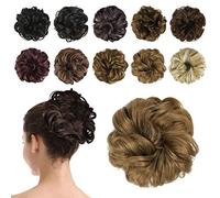 BARSDAR Postiche Chignon Cheveux Naturel Chignon Effet Decoiffe MéChéS Bouclé Chouchous Extensions de Cheveux Scrunchies OnduléS Donut Mariage pour Femme 40g