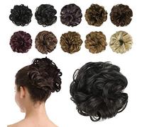 BARSDAR Postiche Chignon Cheveux Naturel Chignon Effet Decoiffe MéChéS Bouclé Chouchous Extensions de Cheveux Scrunchies OnduléS Donut Mariage pour Femme 40g