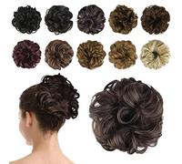 BARSDAR Postiche Chignon Cheveux Naturel Chignon Effet Decoiffe MéChéS Bouclé Chouchous Extensions de Cheveux Scrunchies OnduléS Donut Mariage pour Femme 40g