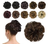 BARSDAR Postiche Chignon Cheveux Naturel Chignon Effet Decoiffe MéChéS Bouclé Chouchous Extensions de Cheveux Scrunchies OnduléS Donut Mariage pour Femme 40g