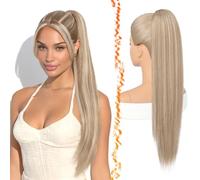 BARSDAR Raides Blond Extension Queue de Cheval, 70cm longue Raides Blond Ponytail Extensions avec Cordon Naturel Synthétique Cheveux Cheer Posh Queue de Cheval Postiche Extension Cheer Competition