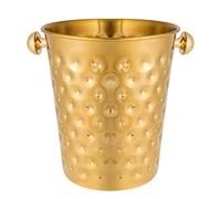 BARsics Seau à champagne en métal doré de 5 litres, seau à glace en acier inoxydable martelé avec finition miroir pour fête, mariage, banquet (doré)