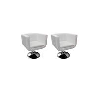 vidaXL Chaises de bar Lot de 2 Similicuir blanc Acier chromé