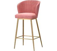 Barstool 1pc Velvet Kitchen Tabouret avec Barre arrière chaises pour Salle Manger îlot Cuisine Bar à Domicile, de siè Ambition élevée (Hauteur Rose 65 cm)