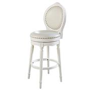 Barstool Fashion Charm Haut Tabouret comptoir Bois Rotatif Siè en Cuir Dossier pour Les tabourets Hauts à Usage intérieur extérieur de (Blanc 76 cm)