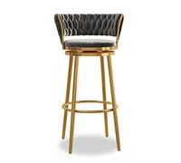 BarStools Bar Haut-Hight de 4, pivotant des tabourets de Tabouret de Bar en Velours élevé tabourets de comptoir avec Dos tissé pour Le Bar à la Maison Chaise îlot Gris (1pcs 65 cm)