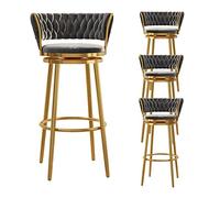 BarStools Bar Haut-Hight de 4, pivotant des tabourets de tabourets de Bar en Velours élevé tabourets de comptoir avec Dos tissé pour Le Bar à la Maison Chaise îlot Gris (4pcs 65 cm)