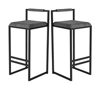 Barstools Set 2-Set Hauteur Bistouri, Carre avec Backrest, Chaise Bar pour Cuisine de Table à Meubles (Gris 66cm(25,9in))