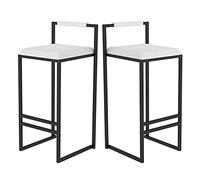 Barstools Set 2-Set Hauteur Bistouri, Carre avec Backrest, Chaise Bar pour Cuisine de Table à Meubles (Gris 66cm(25,9in))
