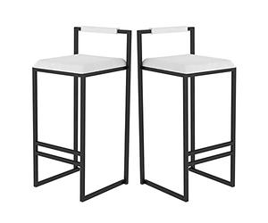 Barstools Set 2-Set Hauteur Bistouri, Carre avec Backrest, Chaise Bar pour Cuisine de Table à Meubles (Gris 66cm(25,9in))