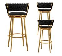 Barstools Set Ferme, comptoir industriels, tabourets Bar pivotants Ronds de la Cuisine House intérieure Black Velvet Seat Metal Frame (3 pcs 65cm)