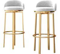 Barstools Set tabourets Barre comptoir pivotant Chaise de Bar Velours rembourré avec Dossier Bas, Repose-Pieds Jambes en métal doré, Hauteur du siè (Blanc, 65 cm)
