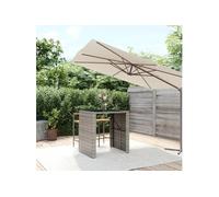 Vidaxl Table De Bar Et Dessus En Verre Gris 105x80x110 Cm Poly Rotin