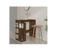vidaXL Table de bar et étagère de rangement 100x50x101,5 cm Chêne fumé Bois d'ingénierie Multicolore