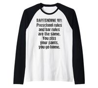 Bartender Bartending 101 Règles de Bar préscolaires Noir Manche Raglan