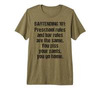 Bartender Bartending 101 Règles de Bar préscolaires Noir T-Shirt Haut de Gamme