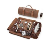 Bartender Kit Bag with Cocktail Shaker Set - Waxed Canvas Travel Bar Tools Bag 17-piece Mixology Kit - Mobile Bartending Kits
