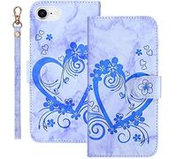 Bartern Coque pour iPhone 6 Plus/6s Plus Rabat,Housse pour iPhone 6 Plus/6s Plus Clapet,Aimer/Cœur Portefeuille Etui avec Fonction Support et Porte-Carte,Cuir PU Flip Cover Case.Bleu
