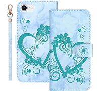 Bartern Coque pour iPhone 6 Plus/6s Plus Rabat,Housse pour iPhone 6 Plus/6s Plus Clapet,Aimer/Cœur Portefeuille Etui avec Fonction Support et Porte-Carte,Cuir PU Flip Cover Case.Vert