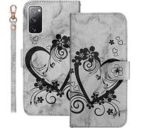 Bartern Coque pour Samsung Galaxy S20 FE 5G Rabat,Housse pour Samsung S20 FE 5G Clapet,Aimer/Cœur Portefeuille Etui avec Fonction Support et Porte-Carte,Cuir PU Flip Cover Case.Noir