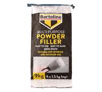 Bartoline Multi Purpose Powder Filler 1,5 KG x 6 - Finition solide et lisse pour le plâtre, le bois, la brique et la pierre - Facile à mélanger et à poncer