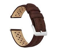 Barton Racing & Rally Horween Bracelet en cuir avec barres à ressort à dégagement rapide intégrées - Longueur standard pour poignets de 12,7 cm à 20,3 cm - 18 mm, 19 mm, 20 mm, 21 mm, 22 mm, 23 mm et