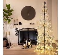 Barton Sapin de Noël en métal de 2 m - Comprend des crochets pour ornements de petits objets d'artisanat en fer forgé, assemblage facile, noir