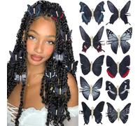 BARTOSI Lot de 10 barrettes à cheveux en forme de papillon pour femmes et filles (noir)