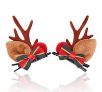 BARTOSI Lot de 2 barrettes à cheveux de Noël en bois de renne avec nœud pour femmes et filles