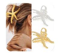 BARTOSI Lot de 2 pinces à cheveux en forme d'étoile de mer en métal doré pour femme