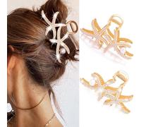 BARTOSI Lot de 2 pinces à cheveux en forme d'étoile de mer en métal doré pour femmes et filles