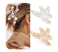 BARTOSI Lot de 2 pinces à cheveux en forme d'étoile de mer en métal doré pour femmes et filles