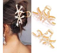 BARTOSI Lot de 2 pinces à cheveux en forme d'étoile de mer en métal doré pour femmes et filles