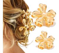 BARTOSI Lot de 2 pinces à cheveux en métal avec motif floral doré - Antidérapantes - Accessoires de cheveux tendance pour femme