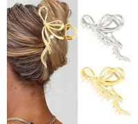 BARTOSI Lot de 2 pinces à cheveux en métal doré avec nœud pour cheveux épais - Accessoires de coiffure pour femmes et filles