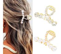 BARTOSI Lot de 2 pinces à cheveux en perles dorées et scintillantes pour cheveux - Mini barrettes à cheveux - Accessoires de coiffure pour femmes et filles