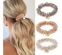 BARTOSI Lot de 3 chouchous élastiques à cheveux avec perles et strass pour queue de cheval pour femmes et filles
