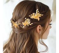 BARTOSI Lot de 3 épingles à cheveux en forme de feuille d'or pour mariée Accessoires de cheveux pour femme