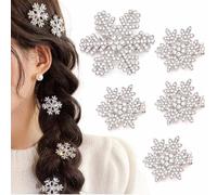 BARTOSI Lot de 5 barrettes à cheveux de Noël en forme de flocon de neige avec strass scintillants pour femmes et filles