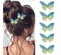 Bartosi Lot de 5 barrettes à cheveux en forme de papillon - En tissu - Tendance - Pour femme et fille