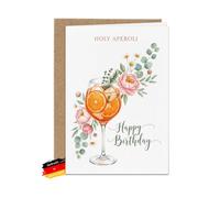 Bartschibär Carte d'anniversaire « Holy Aperoli Flower 1 », format A6, 14,8 x 10,5 cm, pliante, avec enveloppe, motif apéritif dessiné à la main, fabriquée en Allemagne