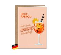Bartschibär Carte d'anniversaire « Holy Aperoli Spritz 1 » - Format A6 - 14,8 x 10,5 cm - Carte pliante avec enveloppe - Motif apéritif dessiné à la main - Fabriquée en Allemagne