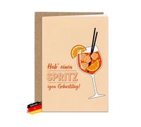 Bartschibär Carte d'anniversaire « Holy Aperoli Spritz 2 » - Format A6 - 14,8 x 10,5 cm - Carte pliante avec enveloppe - Motif apéritif dessiné à la main - Fabriquée en Allemagne