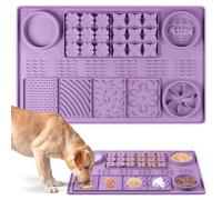 Bartuke 4 en 1 Tapis à lécher pour Chiens avec 43 ventouses, Grand Tapis à renifler et Distributeur Lent de 81x50CM, entraîner l'odorat, Manger Lentement et soulager l'anxiété (Violet)