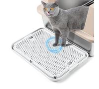 Bartuke Tapis de Rampe, 42x30CM Escalier pour bac à litière pour Chat, Attrape-litière pour bac à litière Automatique autonettoyant, idéal pour Chaton et Chats Plus âgés(Blanc)