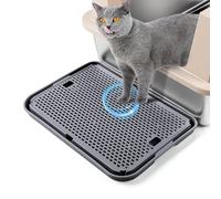 Bartuke Tapis de Rampe, 42x30CM Escalier pour bac à litière pour Chat, Attrape-litière pour bac à litière Automatique autonettoyant, idéal pour Chaton et Chats Plus âgés(Gris foncé)