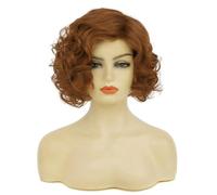 Baruisi Perruques courtes et bouclées orange pour femme - Perruque synthétique naturelle ondulée pour déguisement de fête costumée, orange