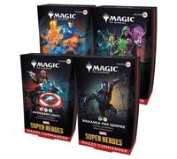 BaruZcard Mtg Marvel Super Heroes Commander Decks Display 4 decks ITA - MTG Universes Beyond Commander Italien + 100 Sleeves Protège-Deck