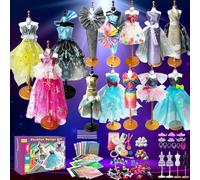 BARVERE Fashion Design Kit, Couture Coffret Styliste avec 4 Mannequin Couture Enfant, Kits de Loisirs Créatifs Pour Adolescentes 6 7 8 9 10 11 12+ ans, Cadeaux de Noël, Cadeaux D'anniversaire