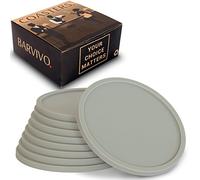 BARVIVO Gris Dessous de Verres Ensemble de 8 - Protection de Table pour Tous Types de Tables, Granit, Verre, stéatite, grès, marbre, Pierre - Souple et Parfait pour n'importe Quelle Taille de Verres.